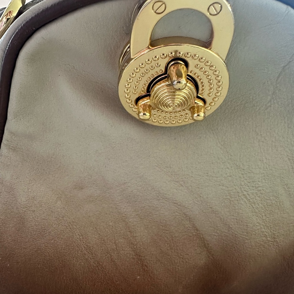 Steve Madden Brown and Cream Satchel with Gold Accents - Picture 2 of 7